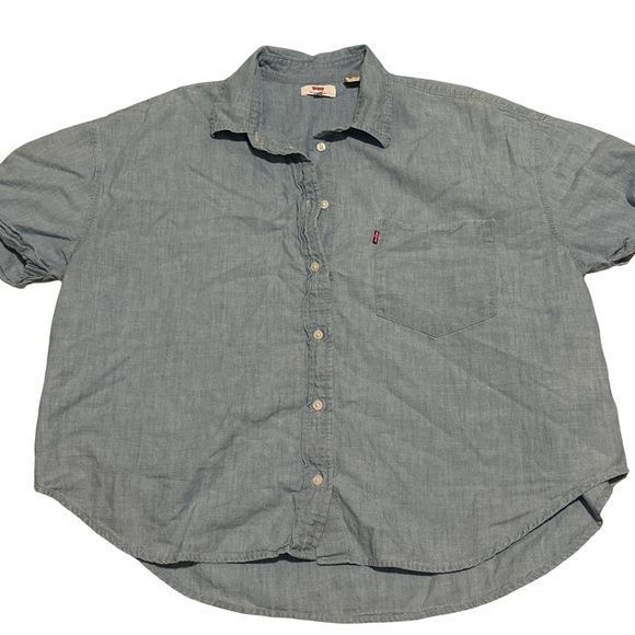 Levi’s Chambray Short Sleeve Button Up Shirt Medium - Picture 4 of 6